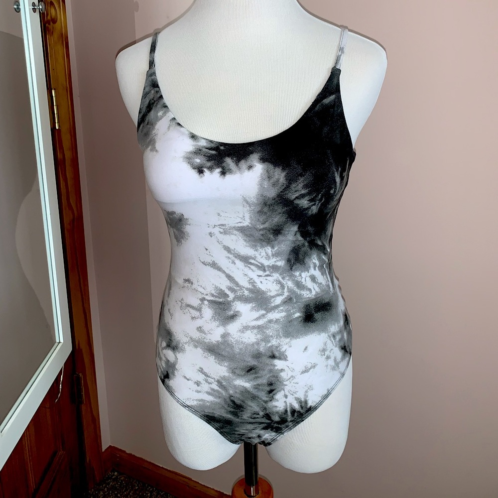 B&W tie dye Derek Heart bodysuit tank from Meijer